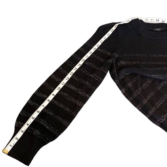 Rails NEW Allegra Cashmere Cotton Metallic Stripe Sweater Black Silver Medium - Picture 13 of 13